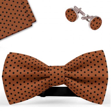 Set papion barbati, batista, butoni, maro, buline negre